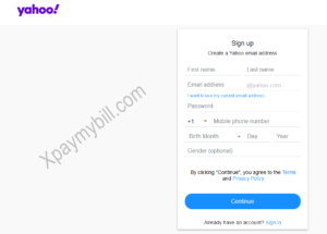 yahoo create account email yahoomail login phone form fill last name