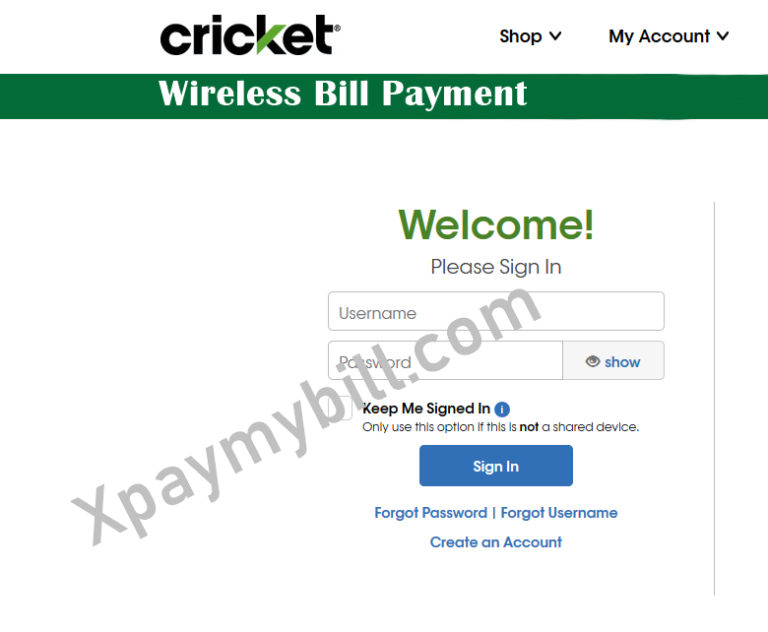cricket wireless pay my bill phone number